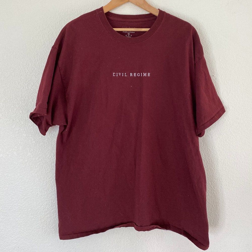 Civil Regime x Champion Collaboration Collab Burgundy T-Shirt Men's 2XL